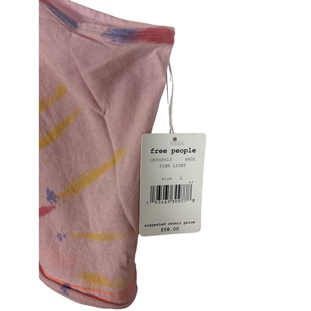Free People NWT Women's KOA Pink Tie Dye Cropped Tank Size Large - Picture 9 of 9